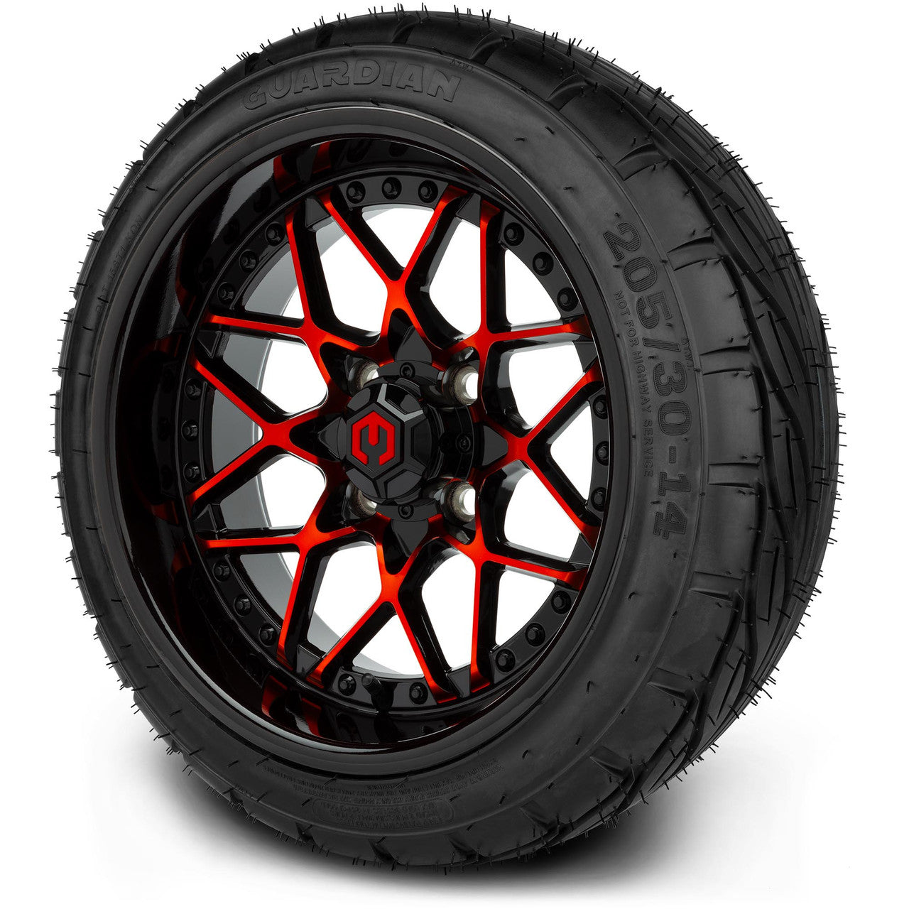 MODZ® 14" Formula Red and Black - Low Profile Tires and Wheels Combo