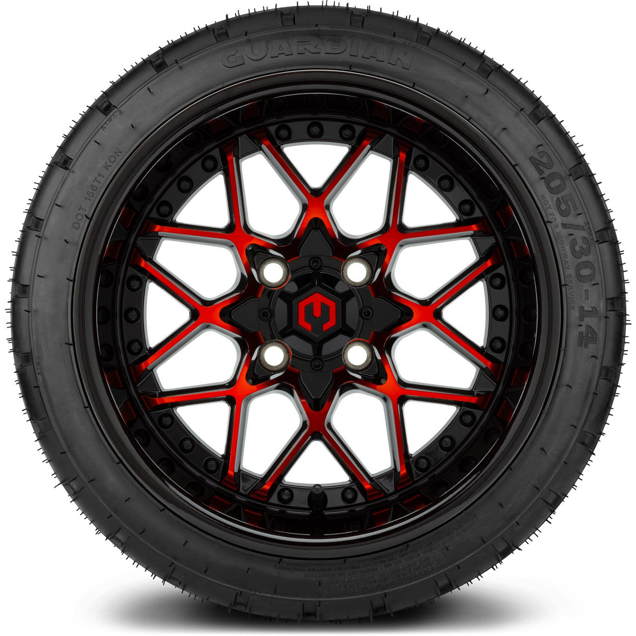 MODZ® 14" Formula Red and Black - Low Profile Tires and Wheels Combo