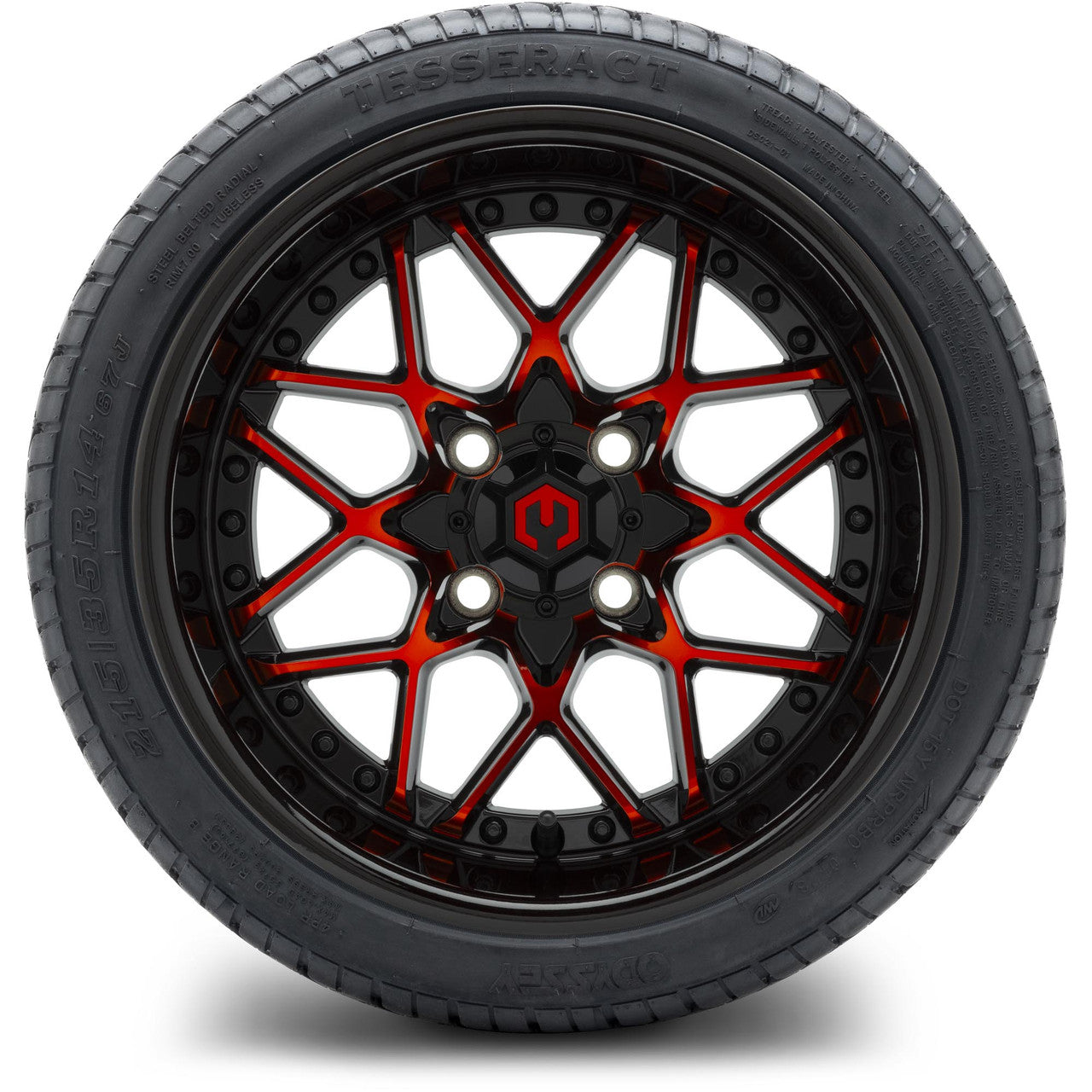 MODZ® 14" Formula Red and Black - Low Profile Tires and Wheels Combo