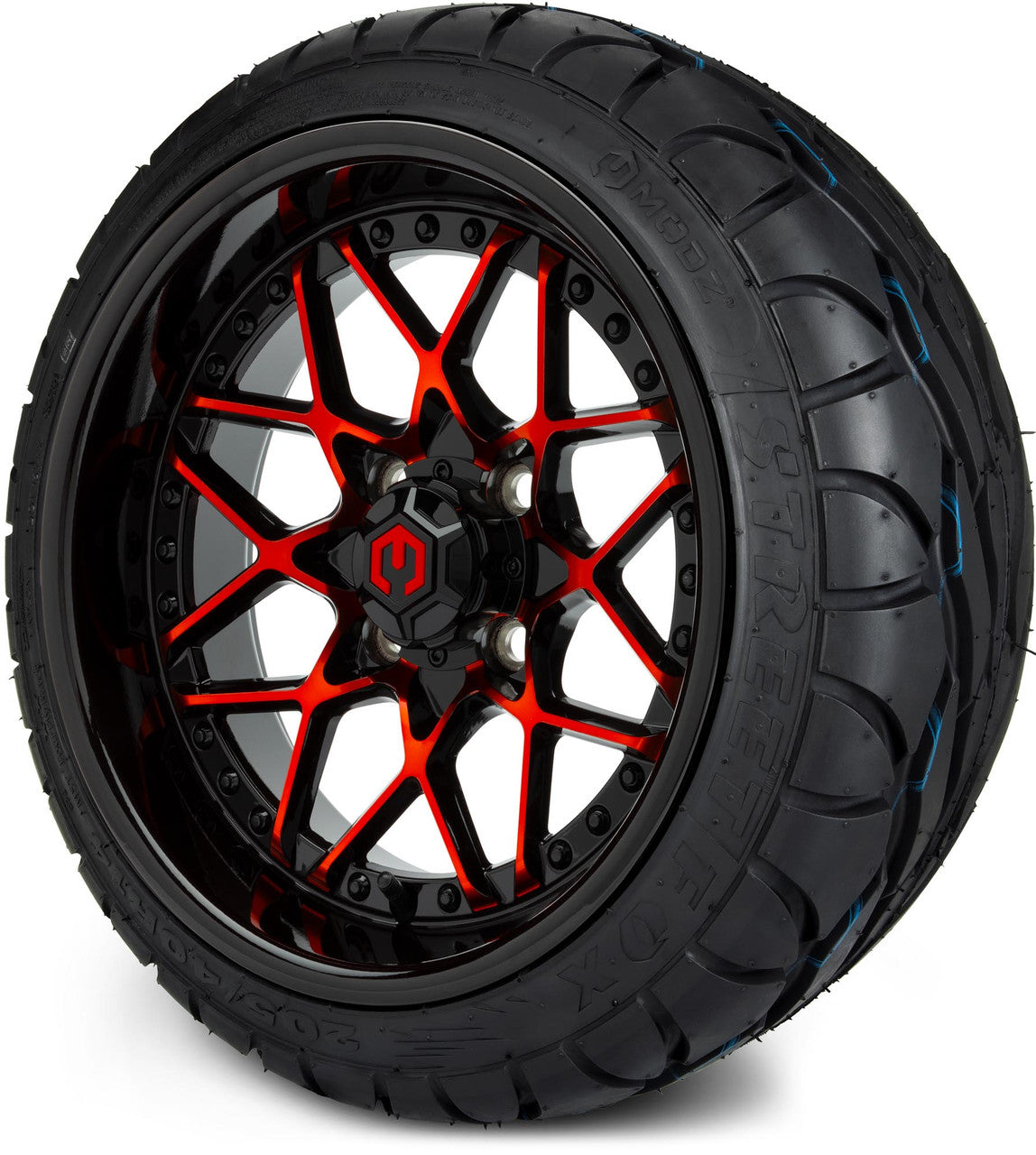 MODZ® 14" Formula Red and Black - Low Profile Tires and Wheels Combo