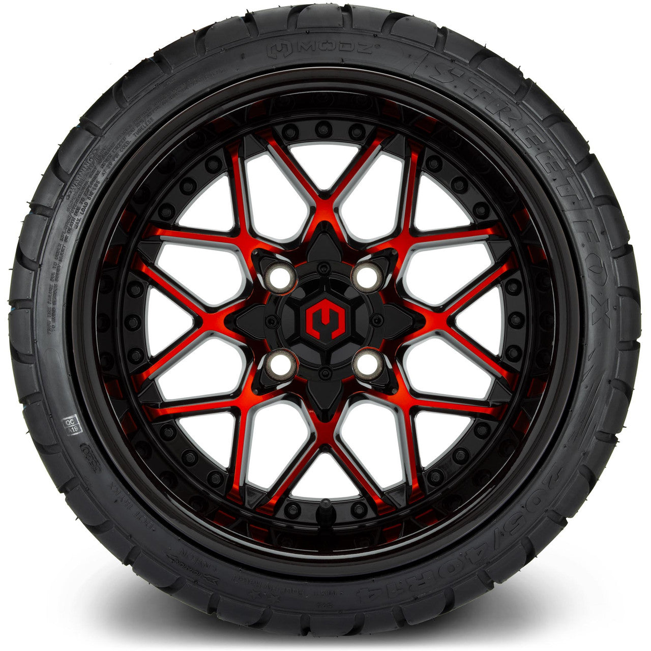 MODZ® 14" Formula Red and Black - Low Profile Tires and Wheels Combo