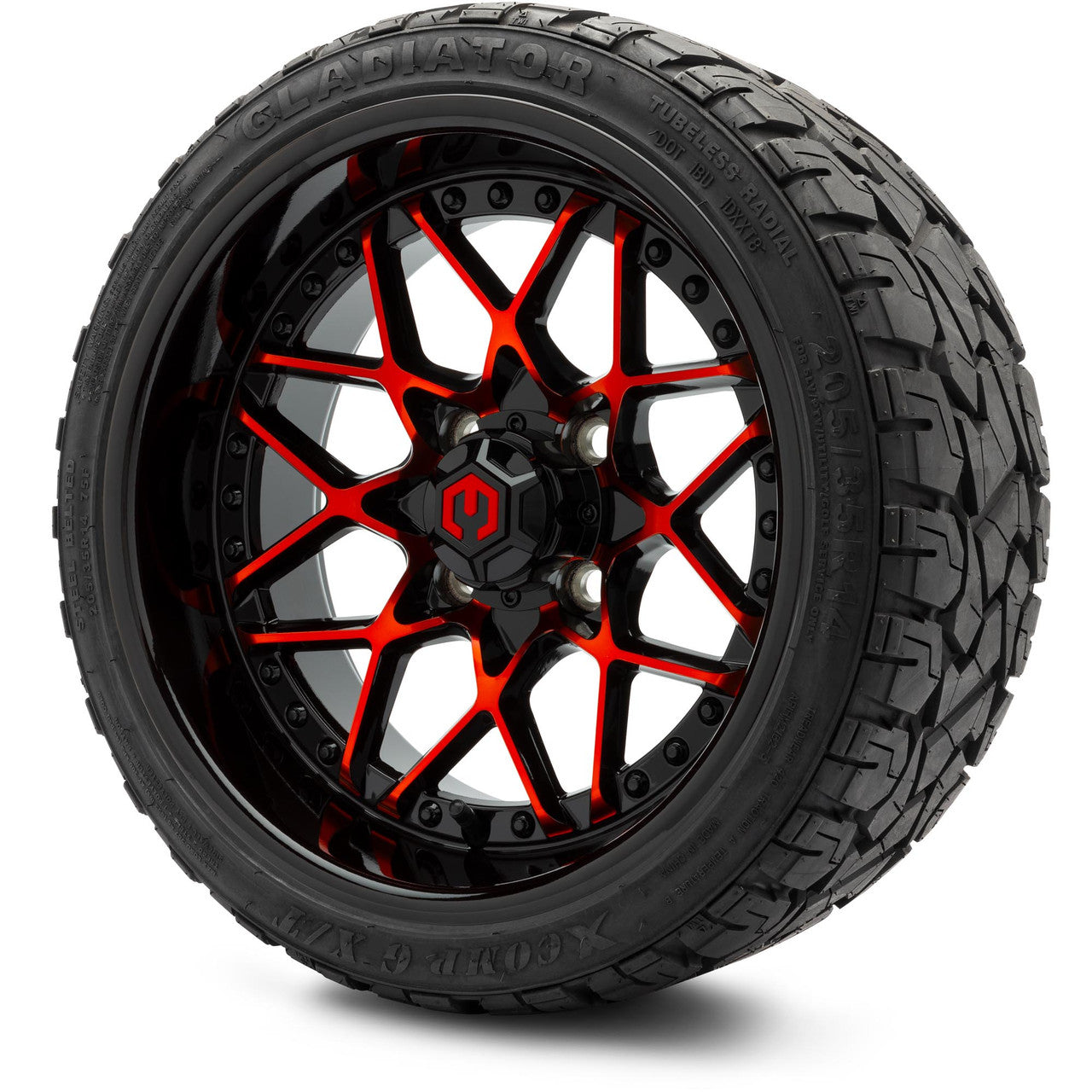 MODZ® 14" Formula Red and Black - Low Profile Tires and Wheels Combo