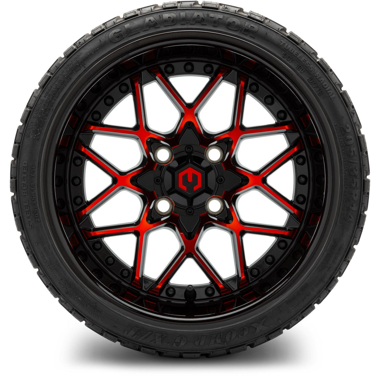 MODZ® 14" Formula Red and Black - Low Profile Tires and Wheels Combo