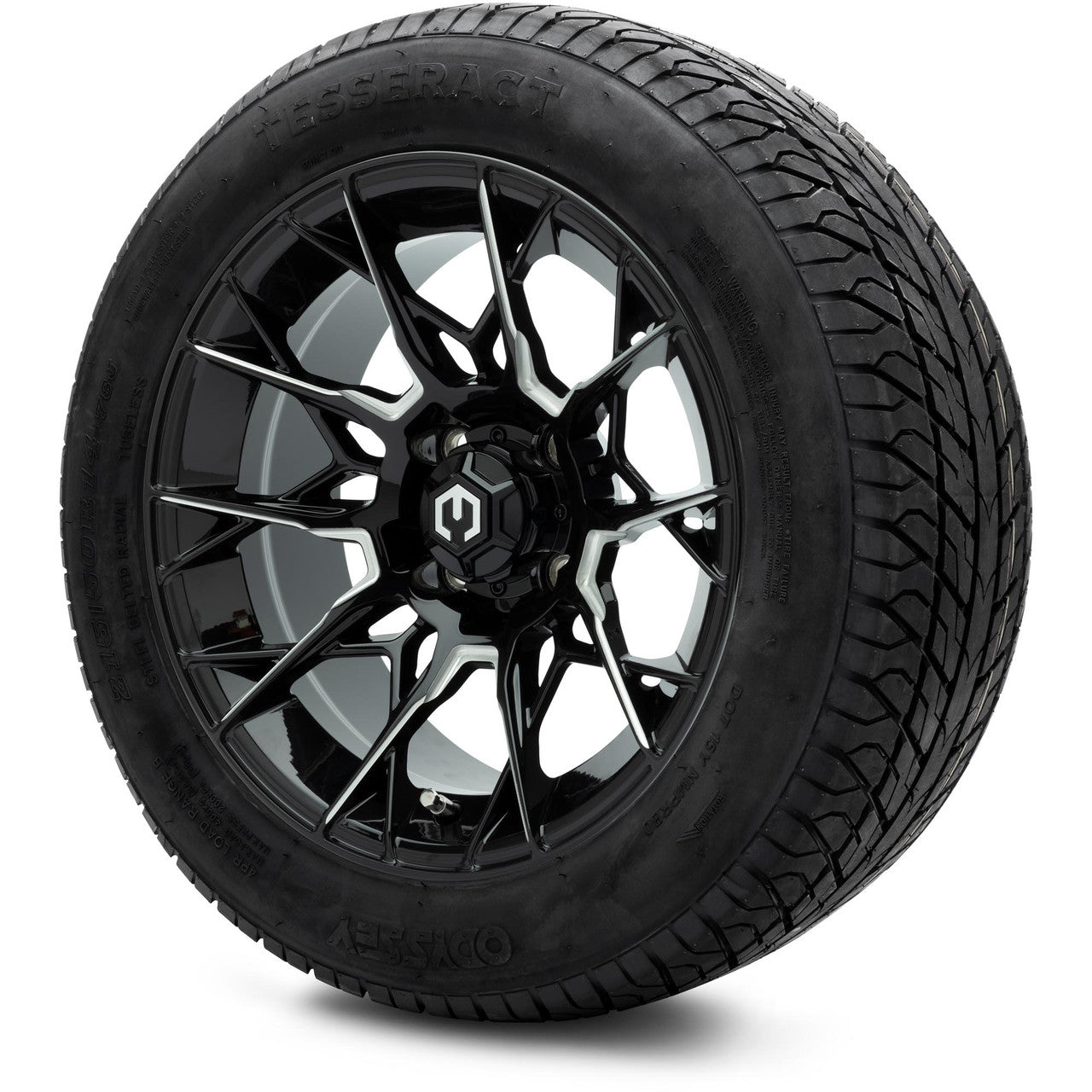 MODZ® 14" Chaos Glossy Black with Ball Mill - Lifted Tires and Wheels Combo