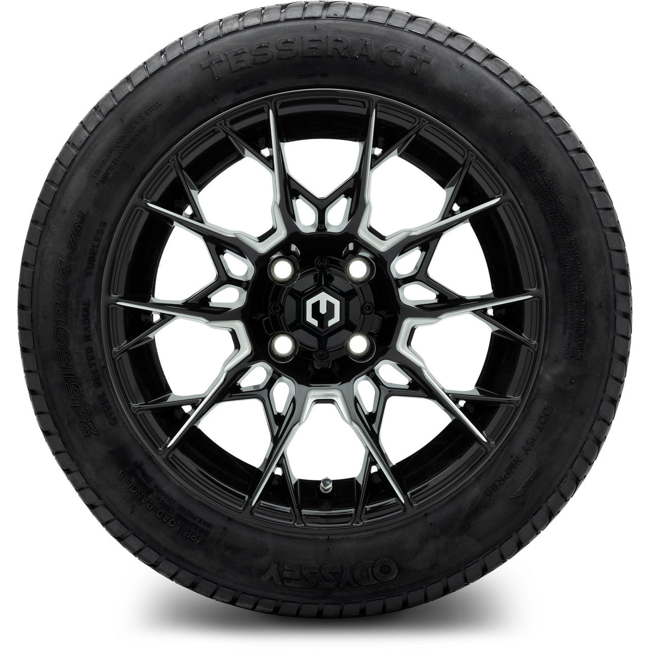 MODZ® 14" Chaos Glossy Black with Ball Mill - Lifted Tires and Wheels Combo