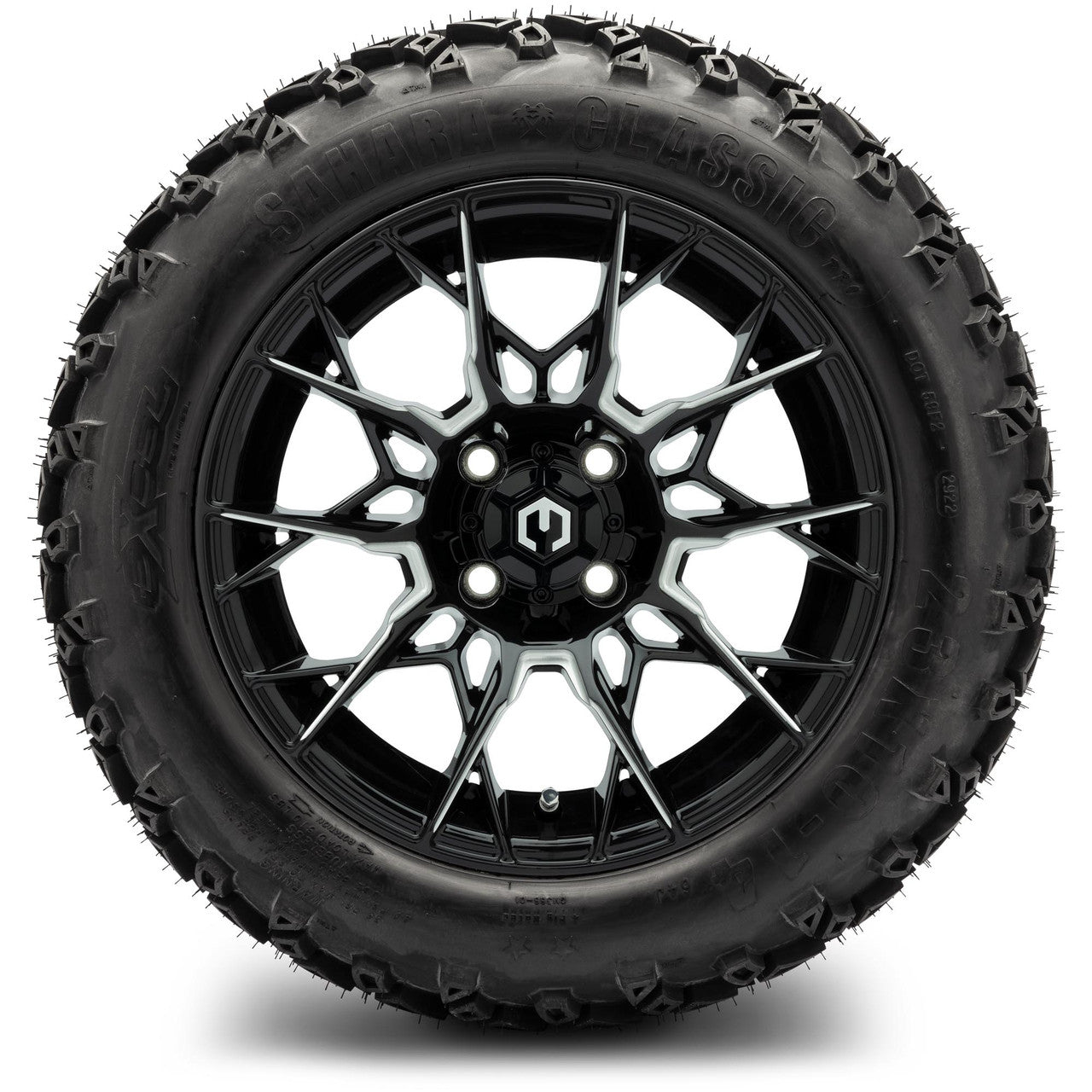 MODZ® 14" Chaos Glossy Black with Ball Mill - Lifted Tires and Wheels Combo