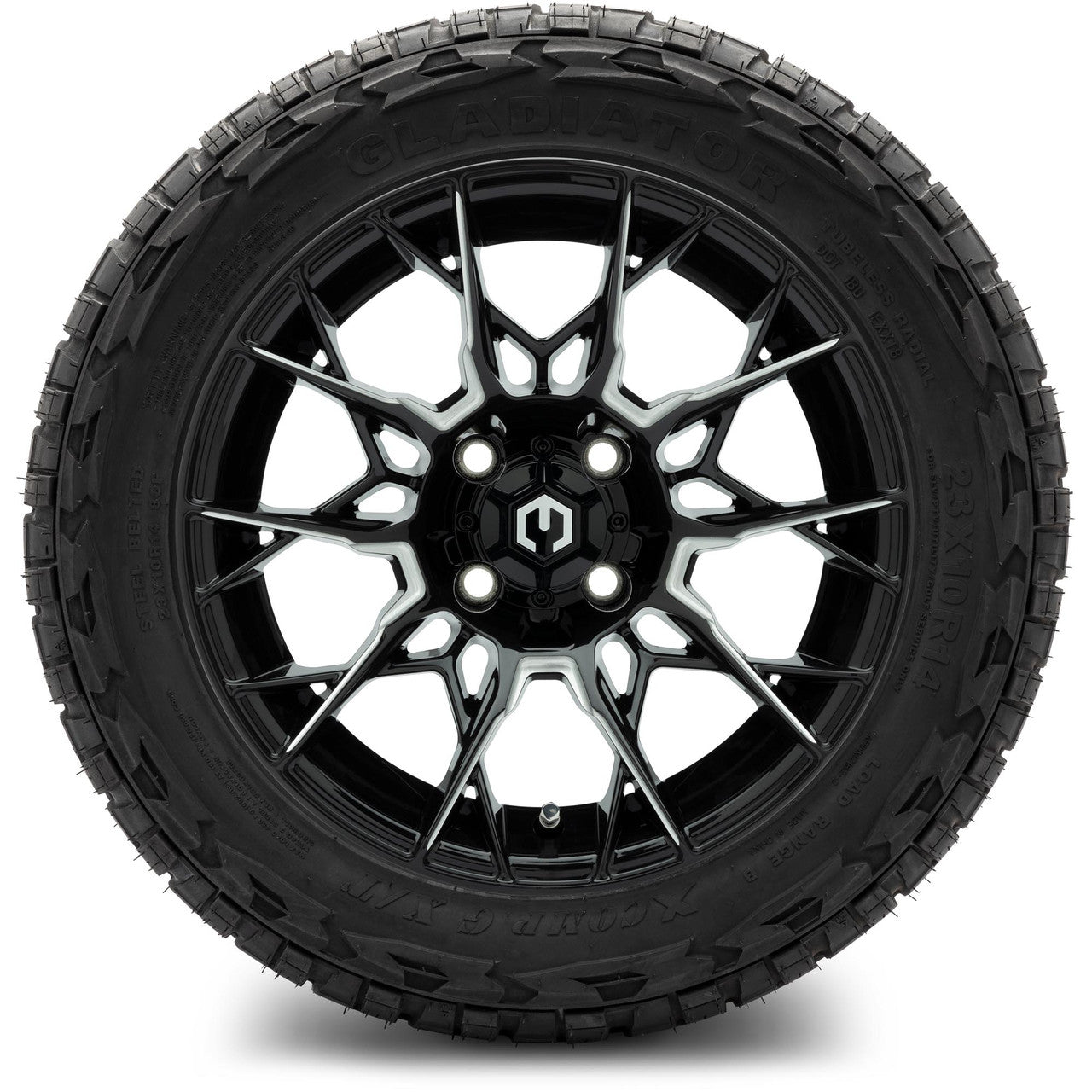 MODZ® 14" Chaos Glossy Black with Ball Mill - Lifted Tires and Wheels Combo