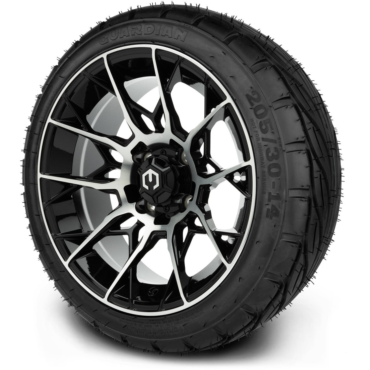 MODZ® 14" Chaos Machined Black - Low Profile Tires and Wheels Combo