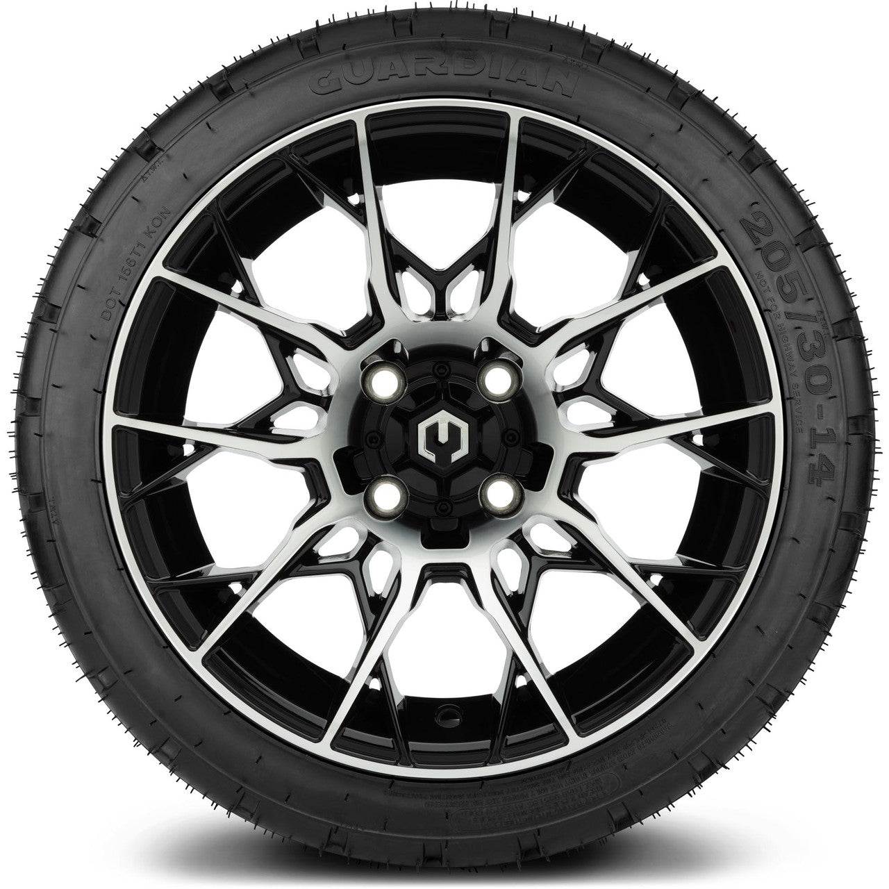 MODZ® 14" Chaos Machined Black - Low Profile Tires and Wheels Combo