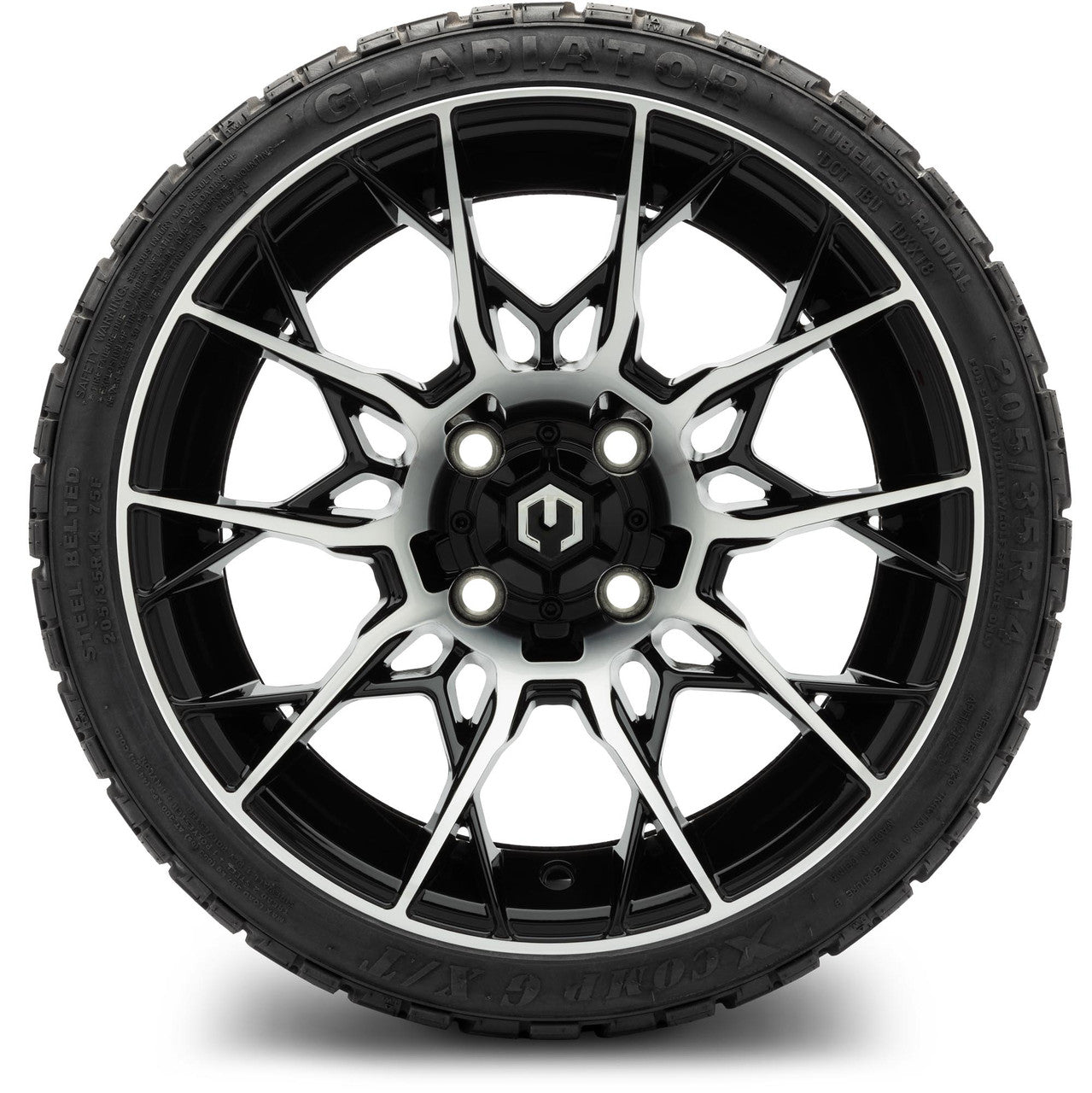 MODZ® 14" Chaos Machined Black - Low Profile Tires and Wheels Combo