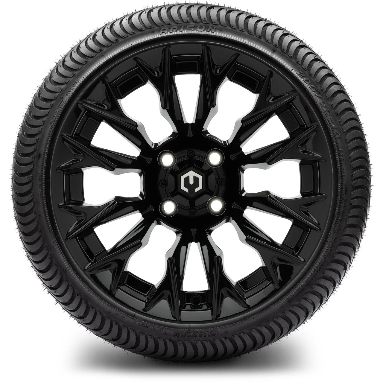 MODZ® 14" Falcon Glossy Black - Low Profile Tires and Wheels Combo