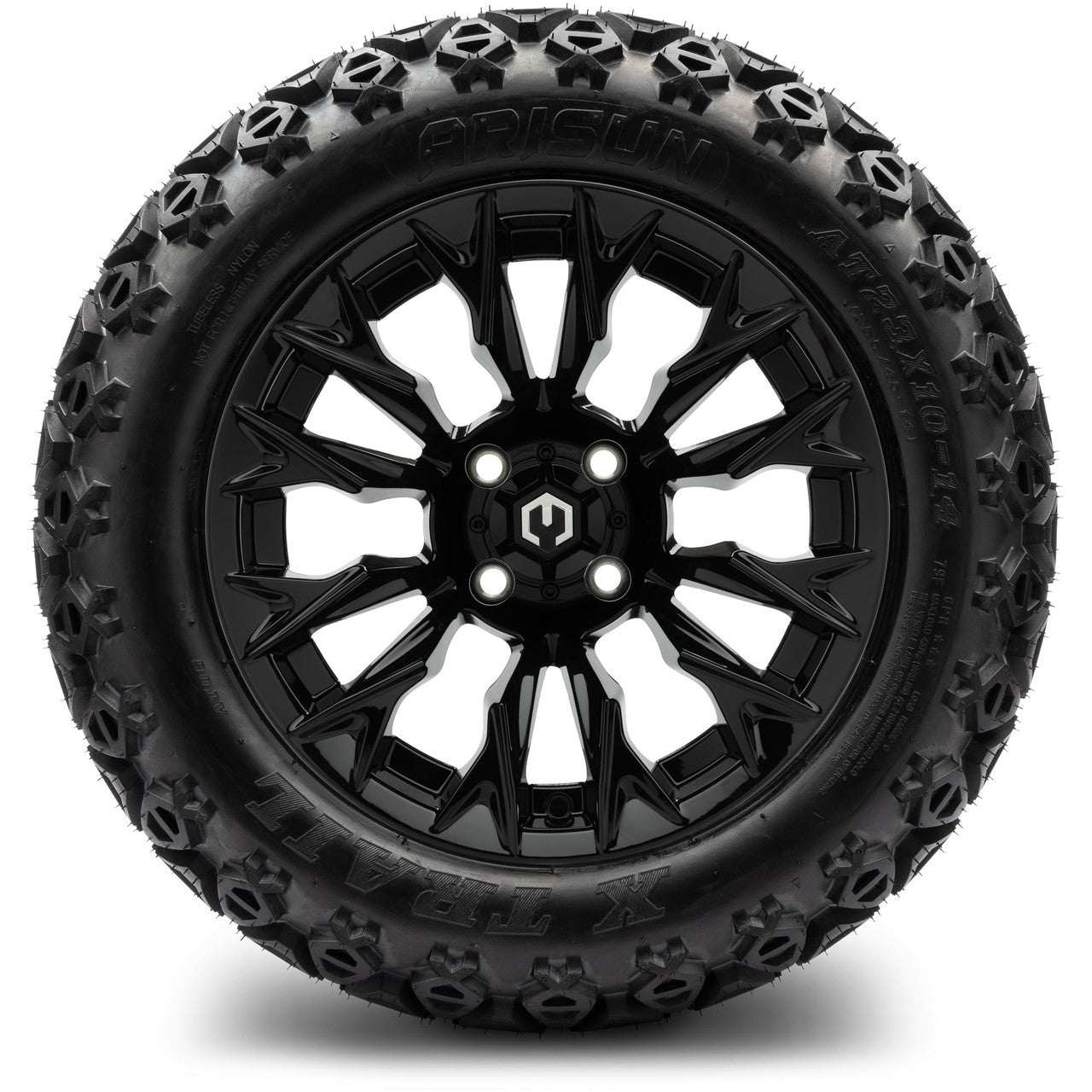 MODZ® 14" Falcon Glossy Black - Lifted Tires and Wheels Combo