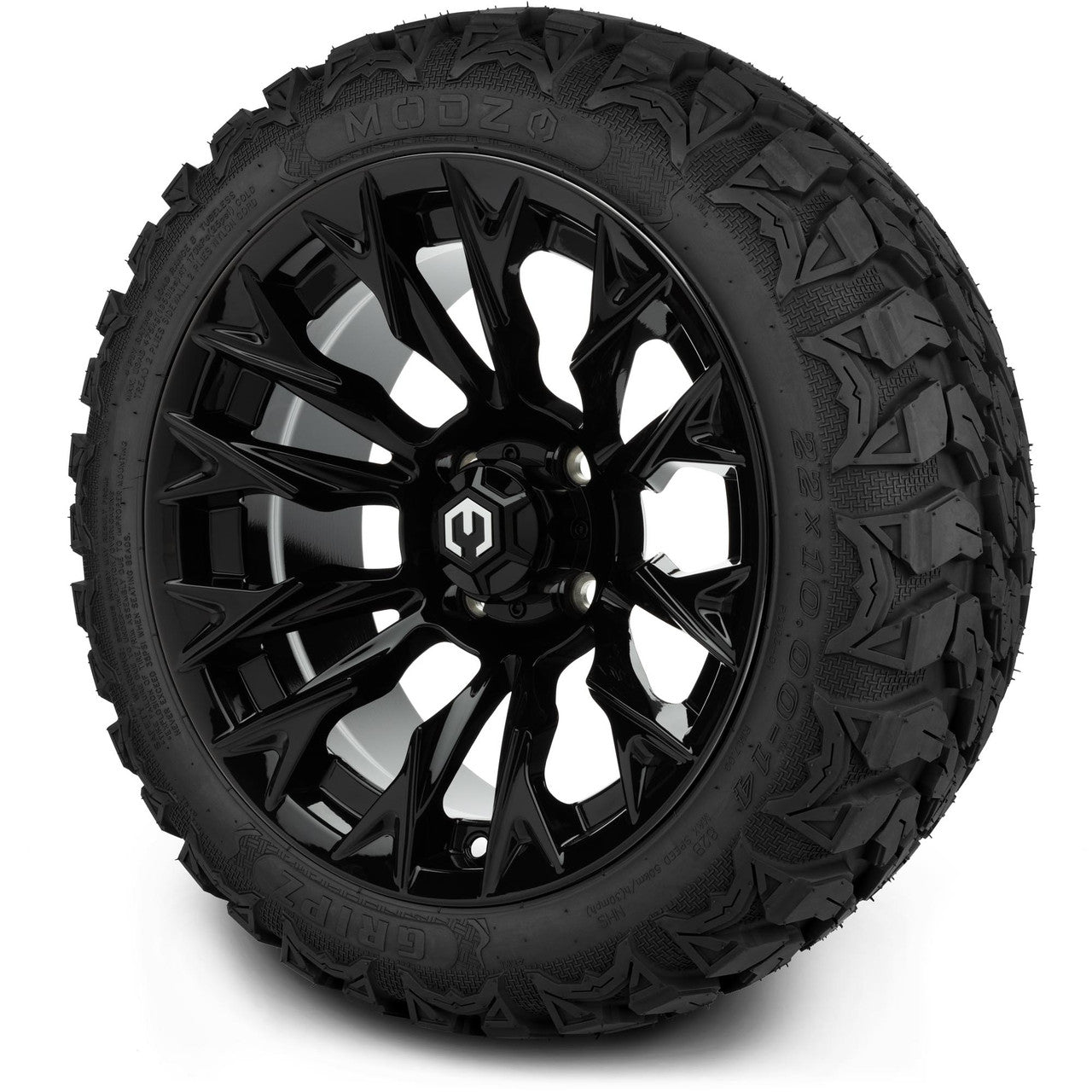MODZ® 14" Falcon Glossy Black - Lifted Tires and Wheels Combo