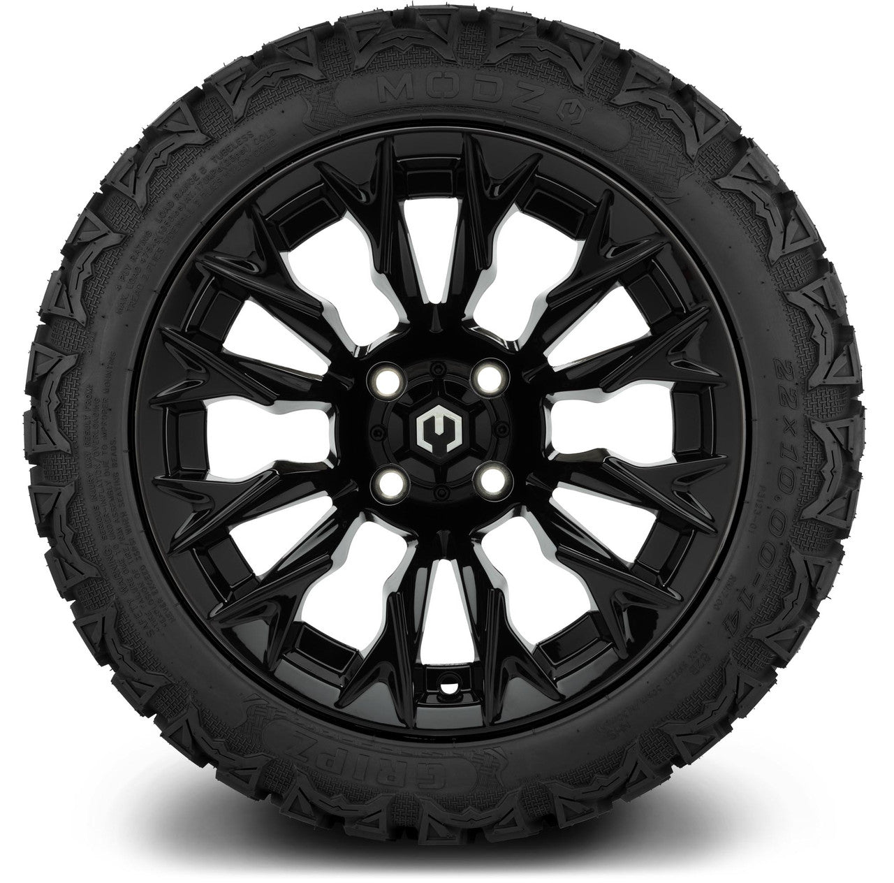 MODZ® 14" Falcon Glossy Black - Lifted Tires and Wheels Combo