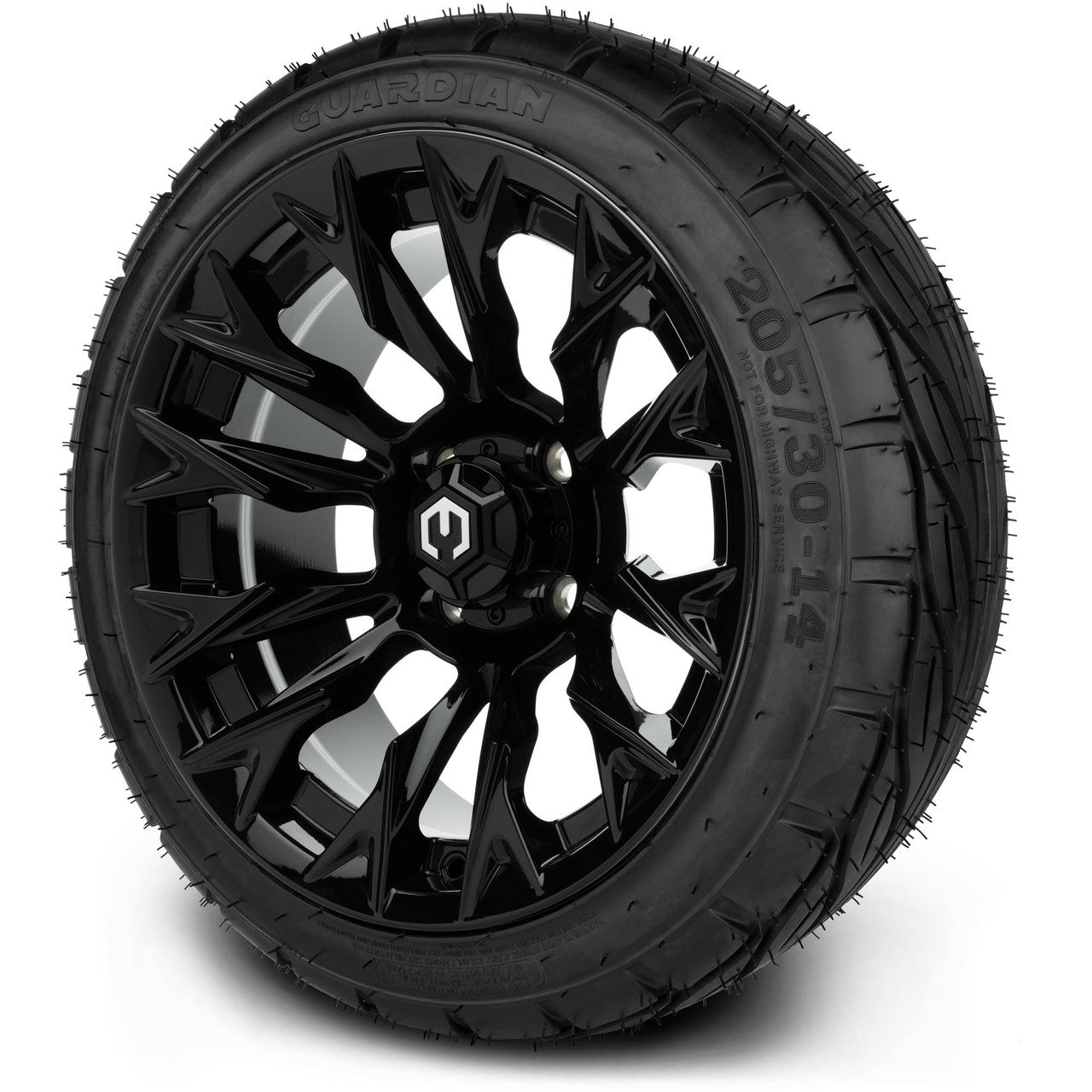 MODZ® 14" Falcon Glossy Black - Low Profile Tires and Wheels Combo