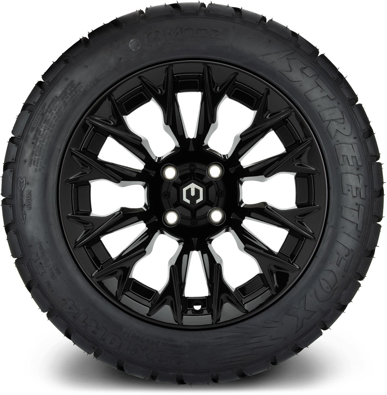 MODZ® 14" Falcon Glossy Black - Lifted Tires and Wheels Combo