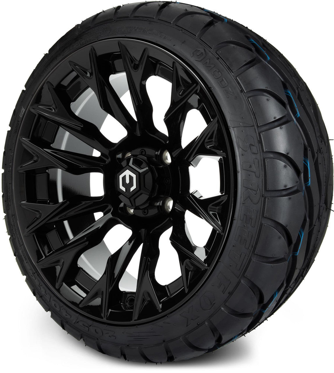 MODZ® 14" Falcon Glossy Black - Low Profile Tires and Wheels Combo