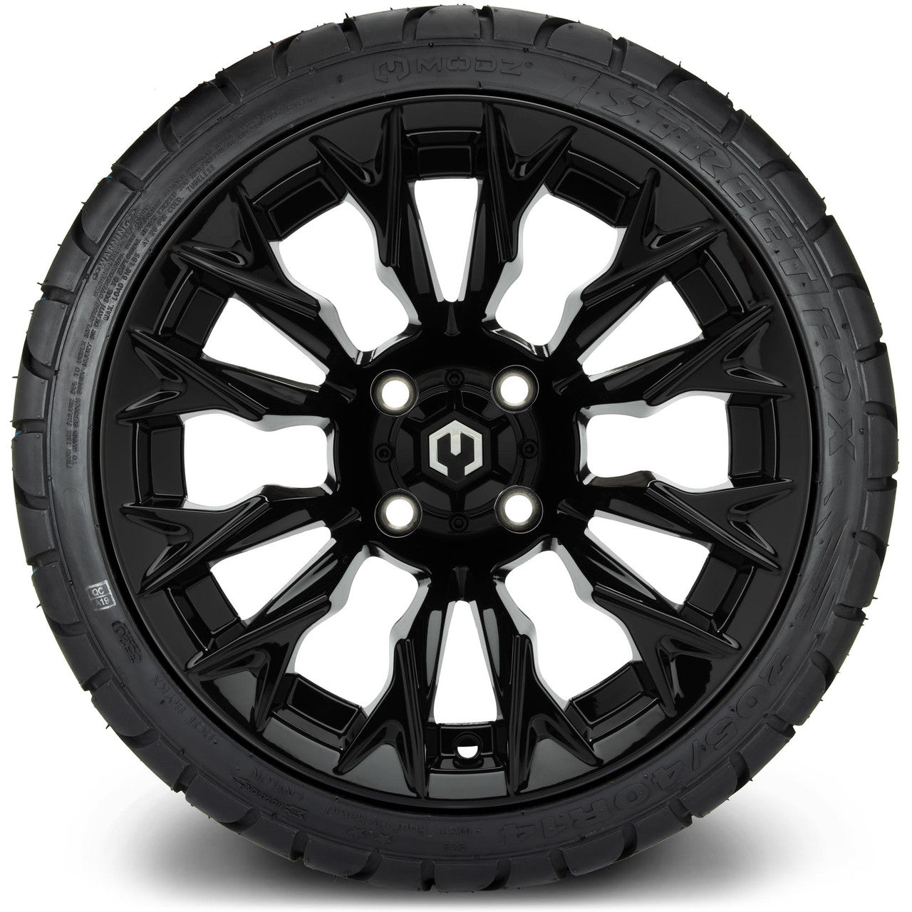 MODZ® 14" Falcon Glossy Black - Low Profile Tires and Wheels Combo