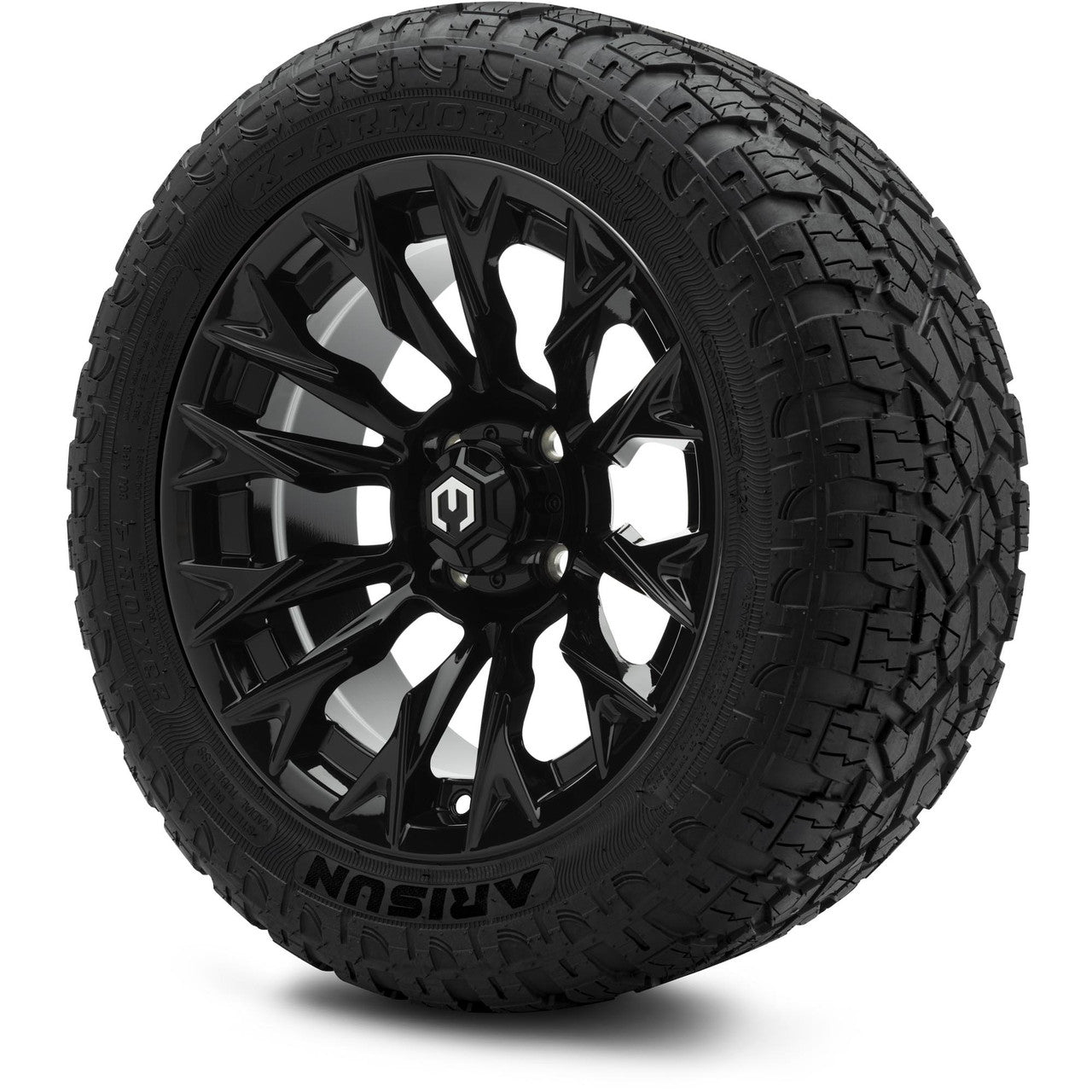 MODZ® 14" Falcon Glossy Black - Lifted Tires and Wheels Combo