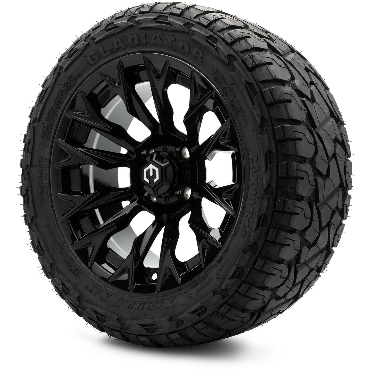 MODZ® 14" Falcon Glossy Black - Lifted Tires and Wheels Combo