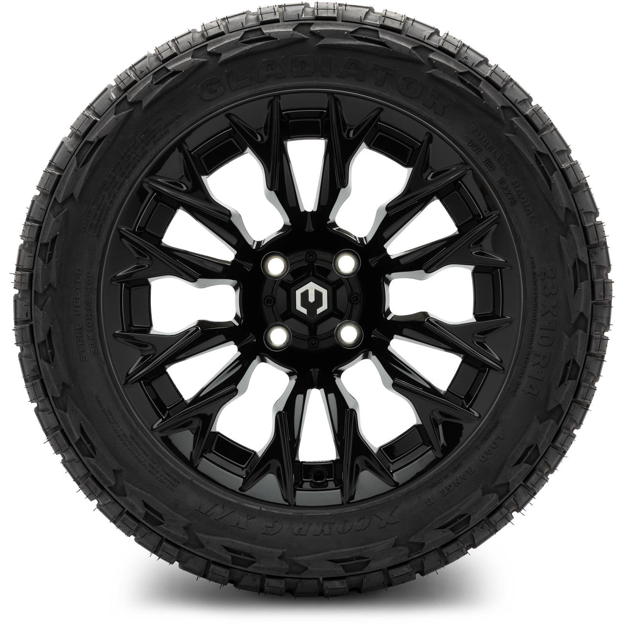 MODZ® 14" Falcon Glossy Black - Lifted Tires and Wheels Combo