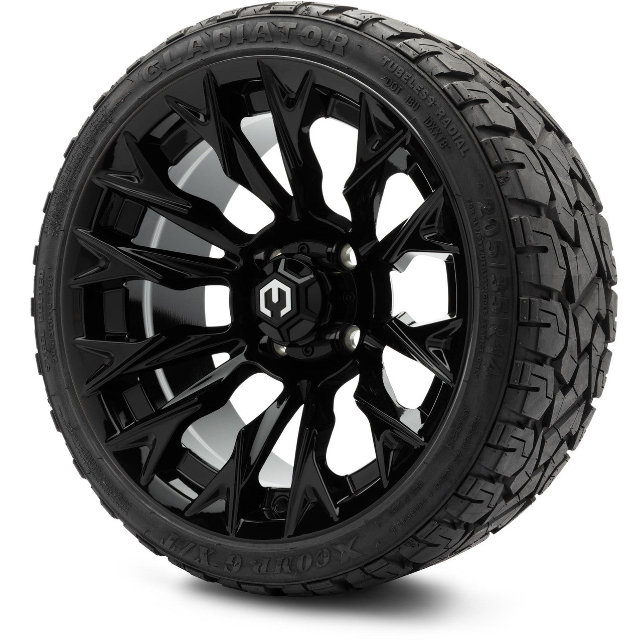 MODZ® 14" Falcon Glossy Black - Low Profile Tires and Wheels Combo