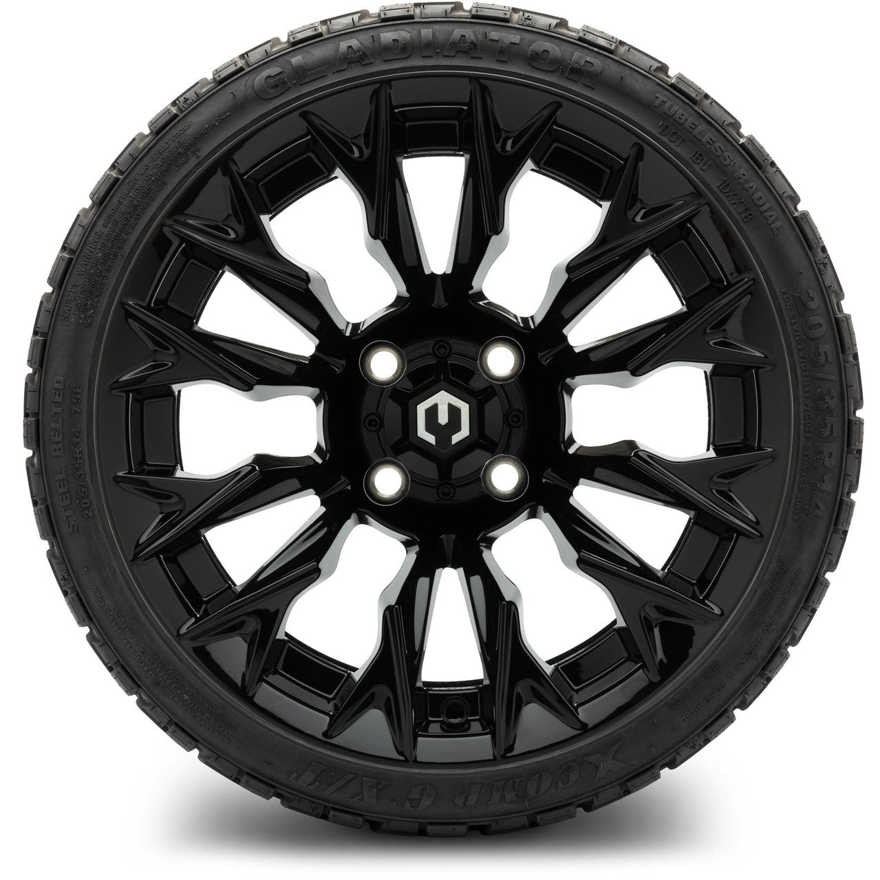 MODZ® 14" Falcon Glossy Black - Low Profile Tires and Wheels Combo