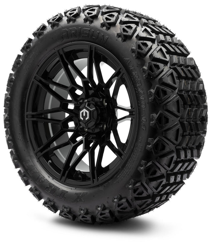 MODZ® 14" Galaxy Glossy Black - Lifted Tires and Wheels Combo