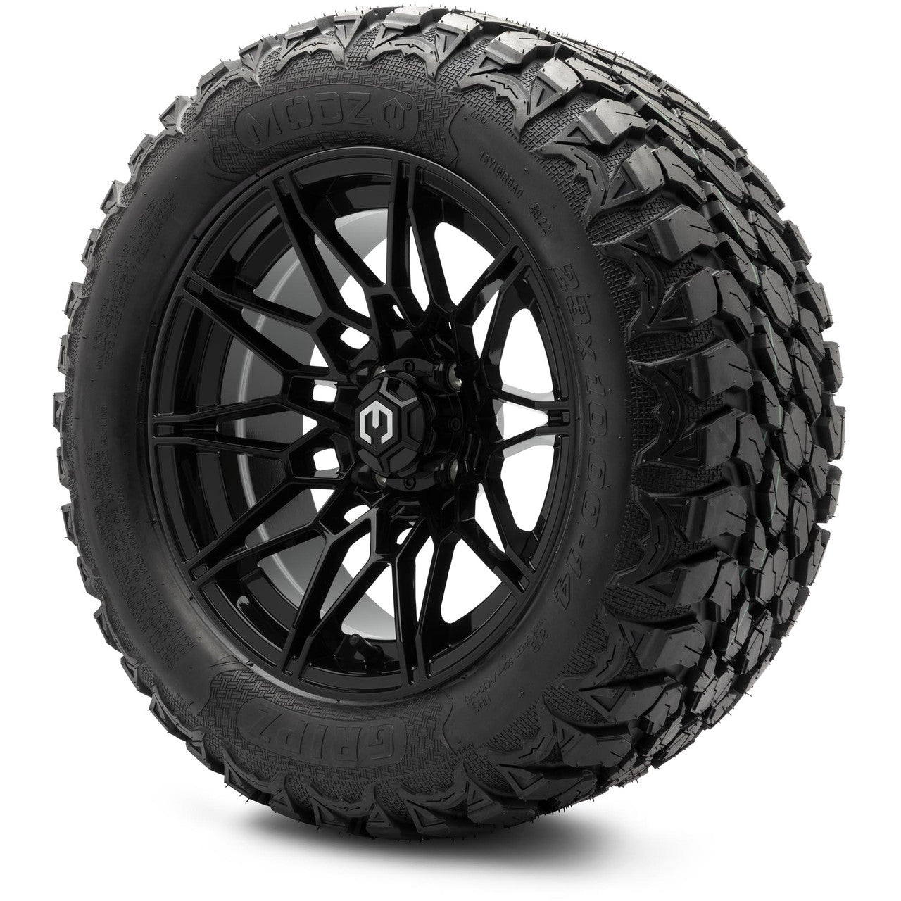 MODZ® 14" Galaxy Glossy Black - Lifted Tires and Wheels Combo
