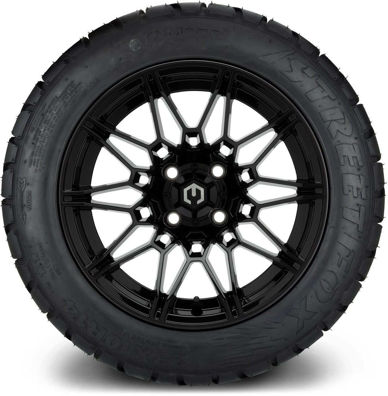 MODZ® 14" Galaxy Glossy Black - Lifted Tires and Wheels Combo