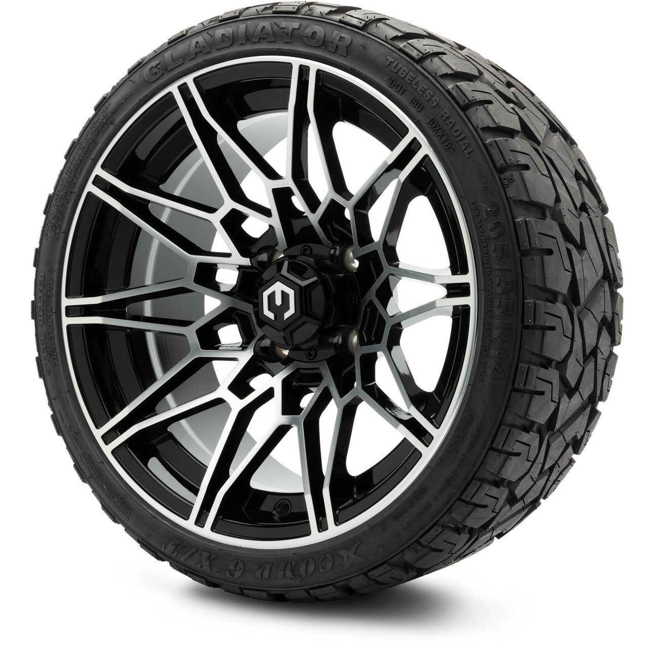 MODZ® 14" Galaxy Machined Black - Low Profile Tires and Wheels Combo