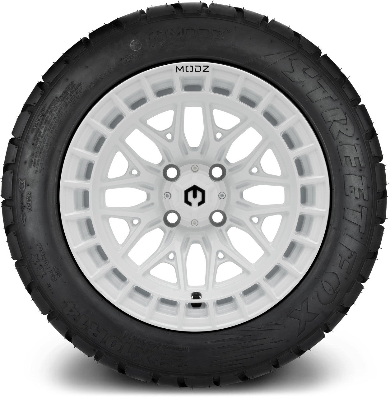 MODZ® 14" Torrent Glossy White Wheels & Street Tires Combo
