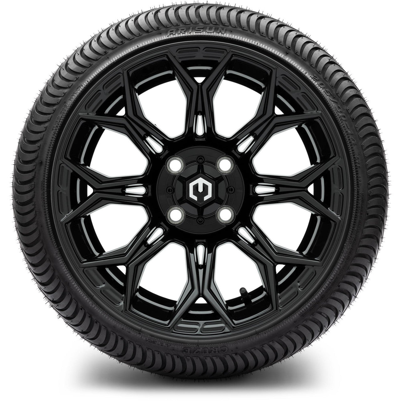 MODZ® 14" Halo Glossy Black - Low Profile Tires and Wheels Combo