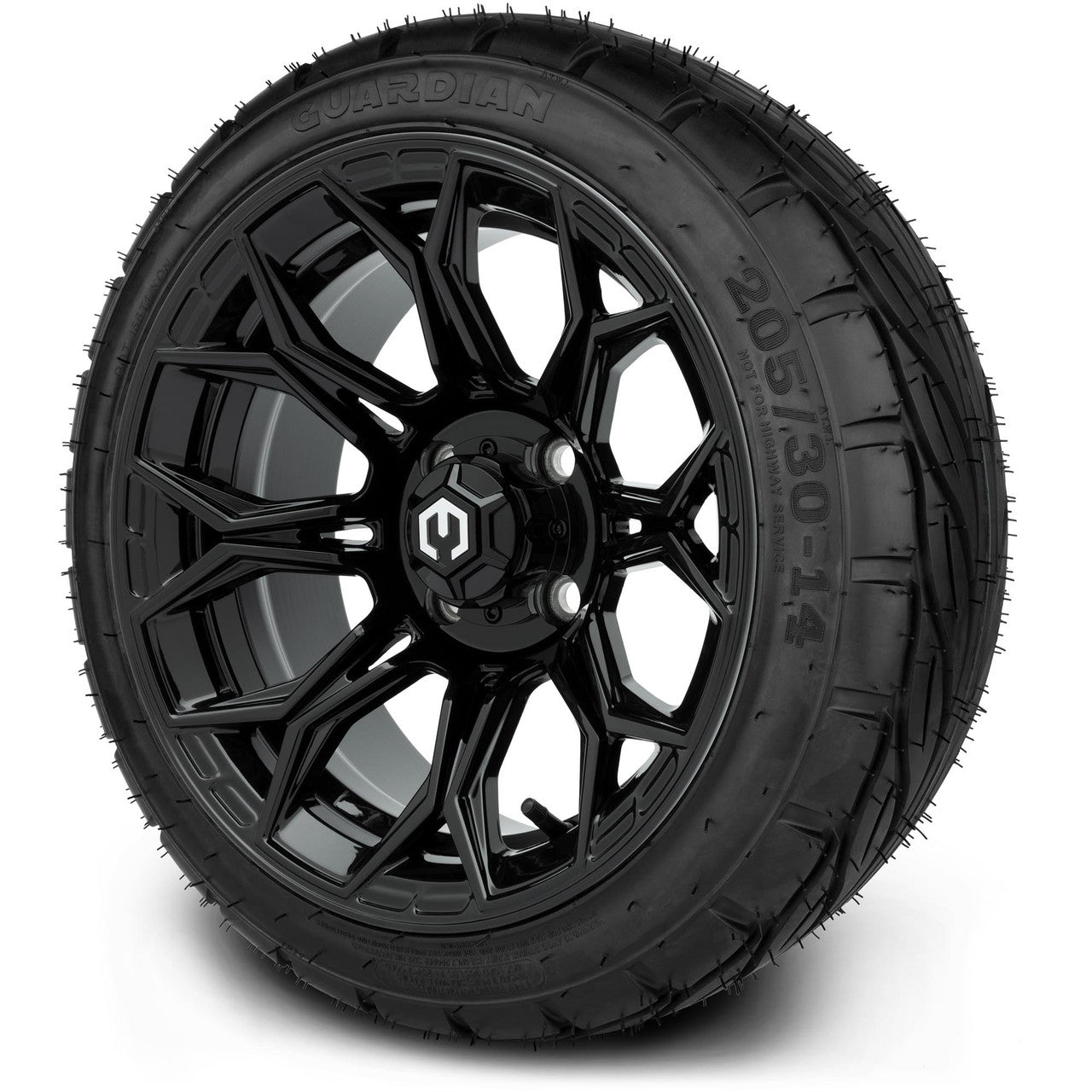 MODZ® 14" Halo Glossy Black - Low Profile Tires and Wheels Combo