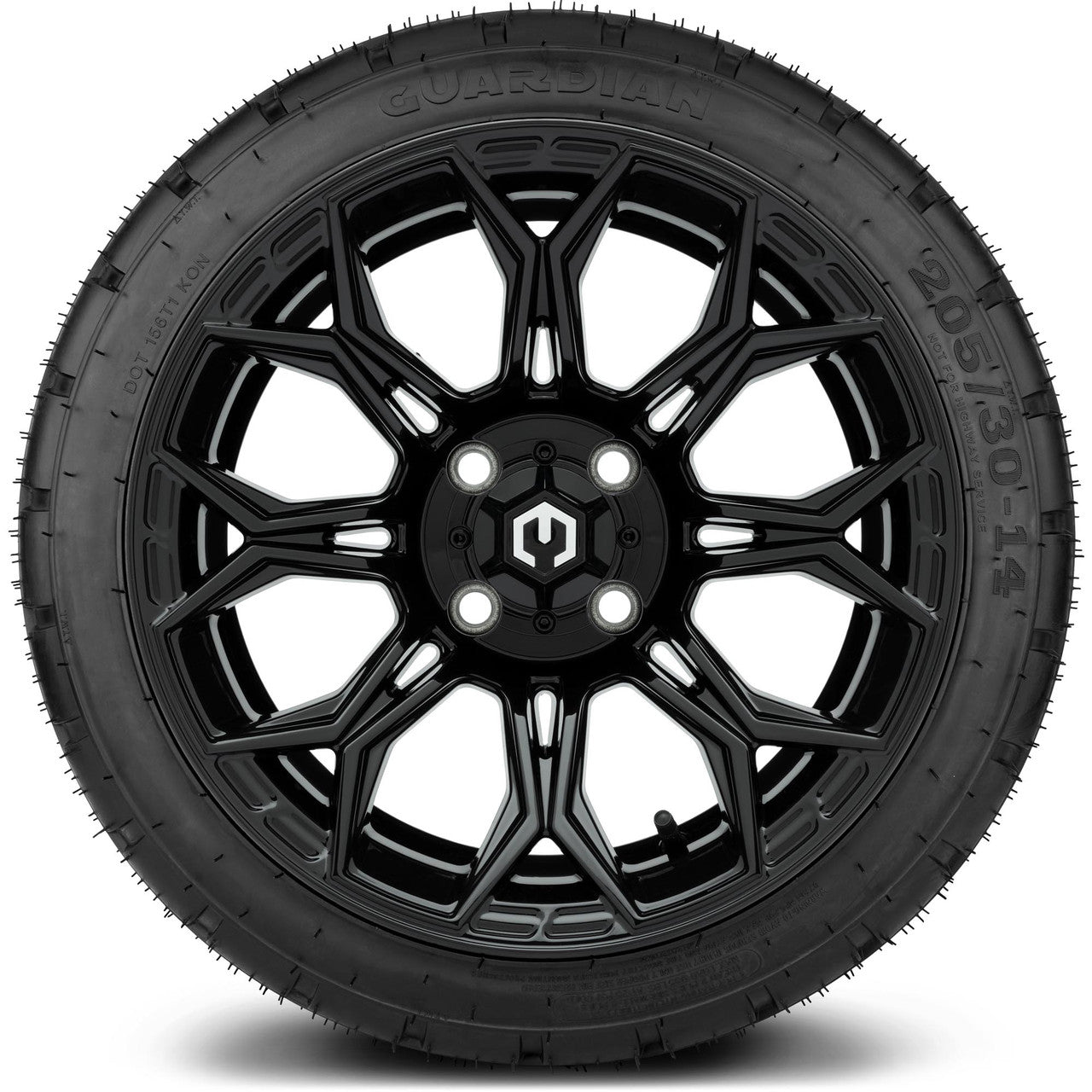 MODZ® 14" Halo Glossy Black - Low Profile Tires and Wheels Combo