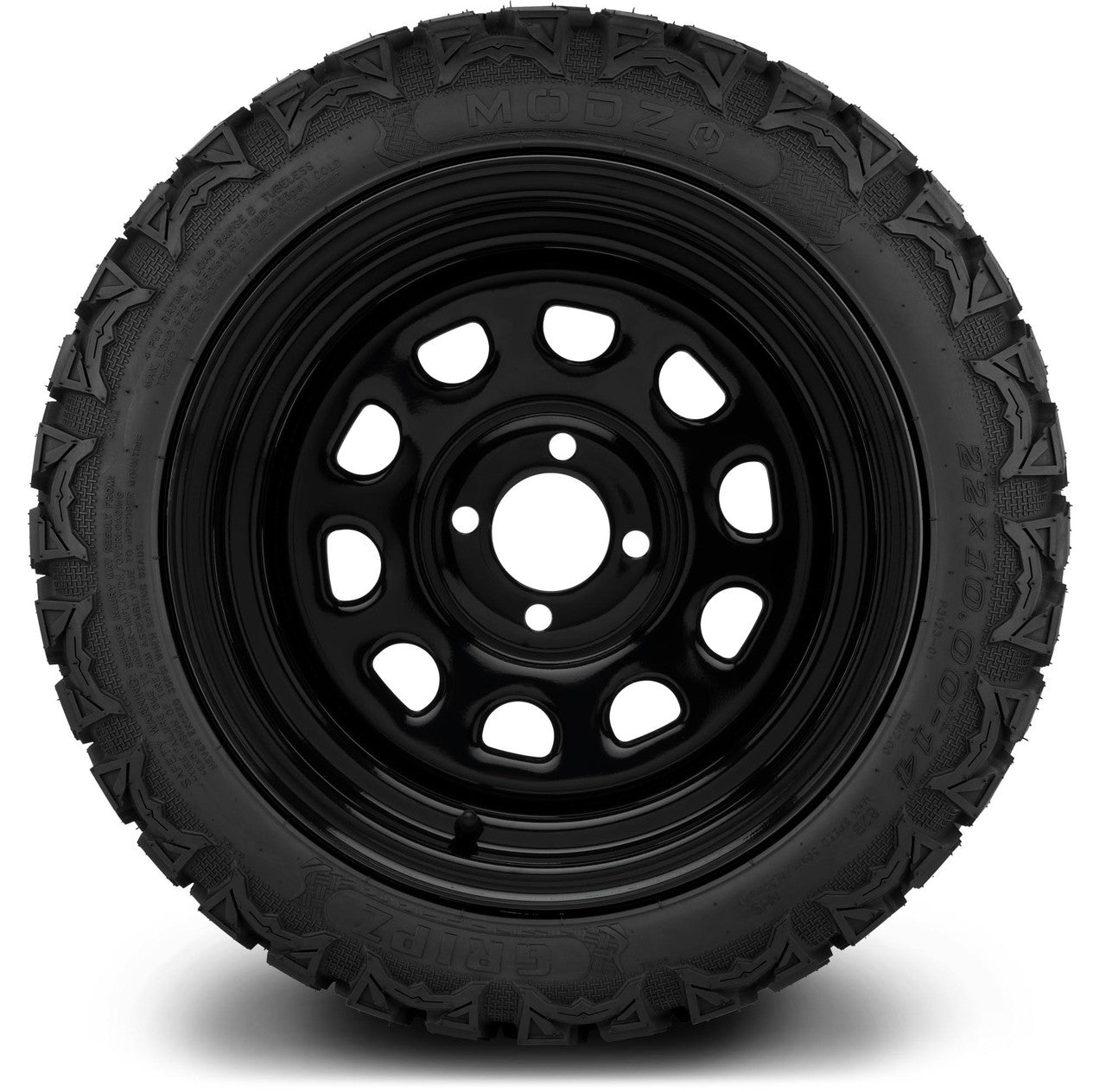 MODZ® 14" Steel D-Window Glossy Black  - Lifted Tires and Wheels Combo