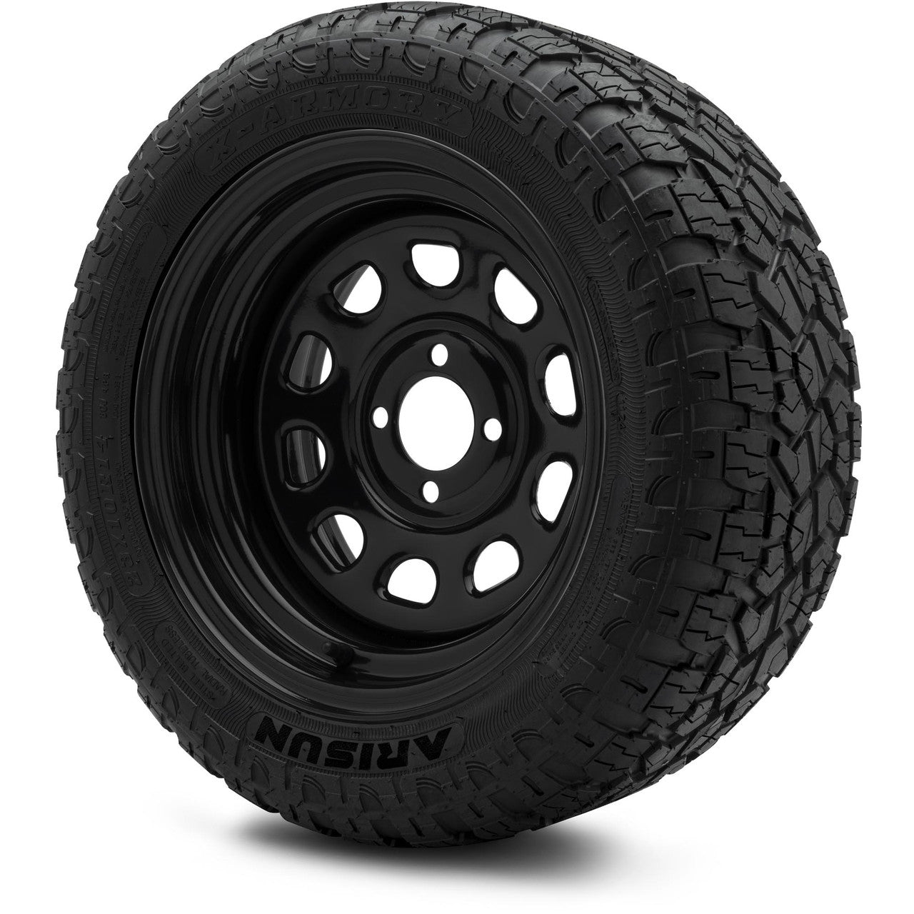 MODZ® 14" Steel D-Window Glossy Black  - Lifted Tires and Wheels Combo