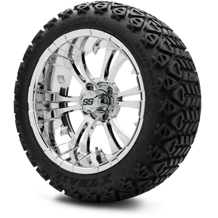 MODZ® 15" Vampire Chrome - Lifted Tires and Wheels Combo