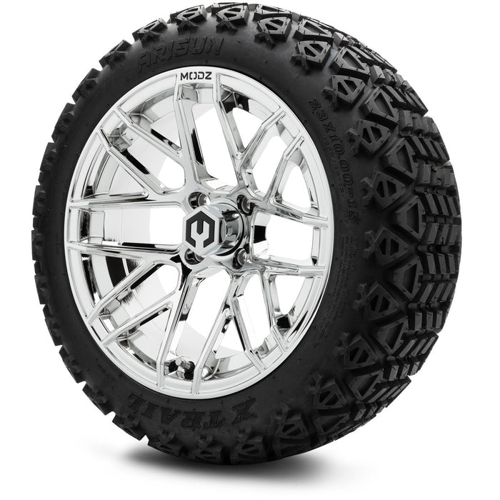MODZ® 15" Matrix Chrome - Lifted Tires and Wheels Combo