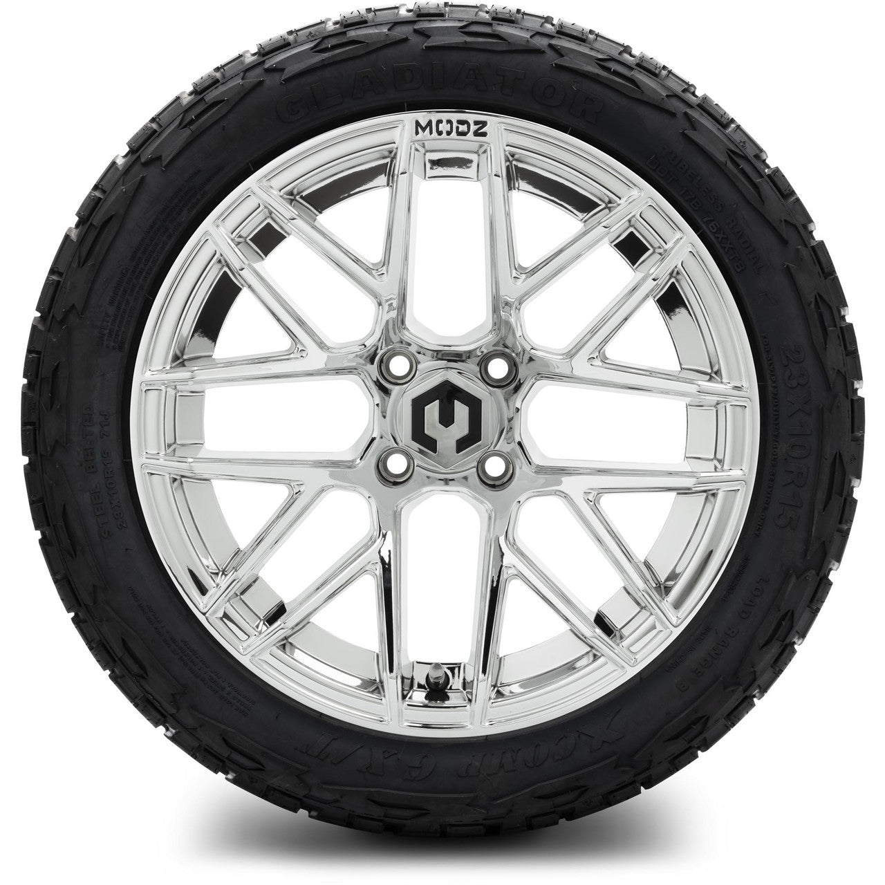 MODZ® 15" Matrix Chrome - Lifted Tires and Wheels Combo