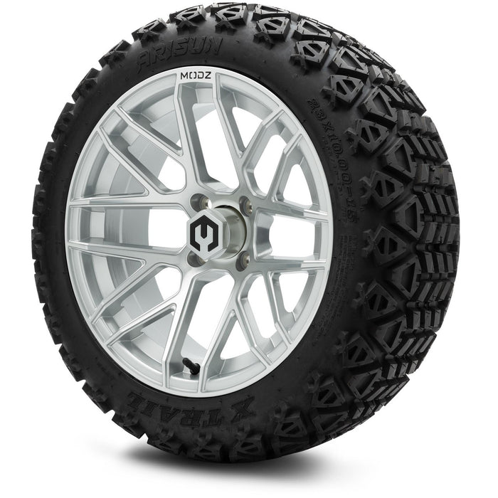 MODZ® 15" Matrix Silver - Lifted Tires and Wheels Combo