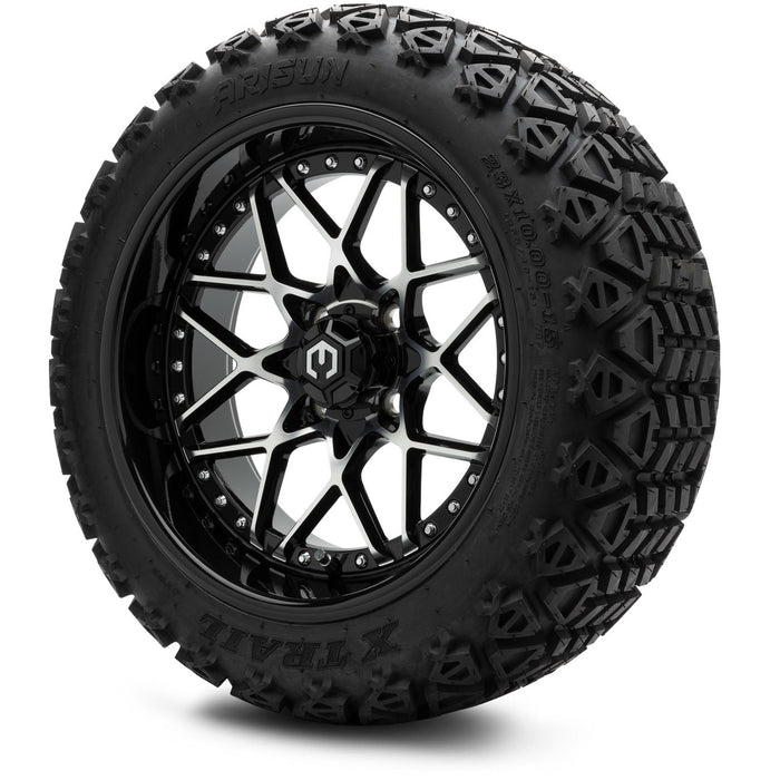 MODZ® 15" Formula Machined Black - Lifted Tires and Wheels Combo