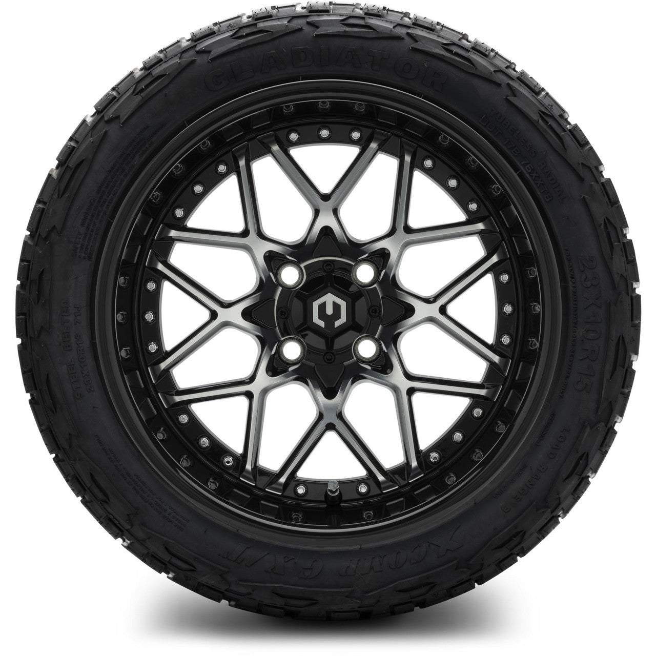 MODZ® 15" Formula Machined Black - Lifted Tires and Wheels Combo
