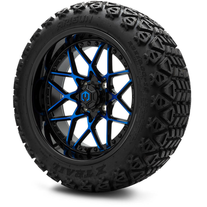 MODZ® 15" Formula Blue and Black - Lifted Tires and Wheels Combo