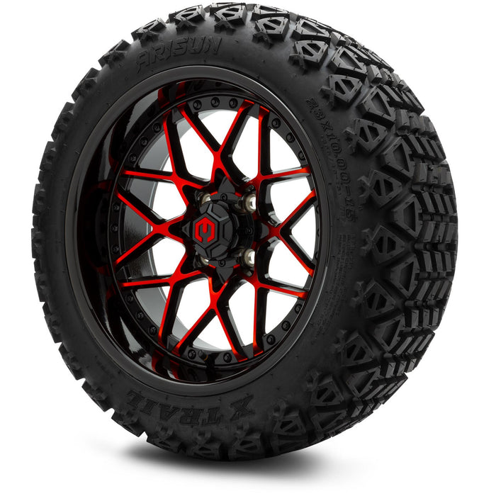 MODZ® 15" Formula Red and Black - Lifted Tires and Wheels Combo