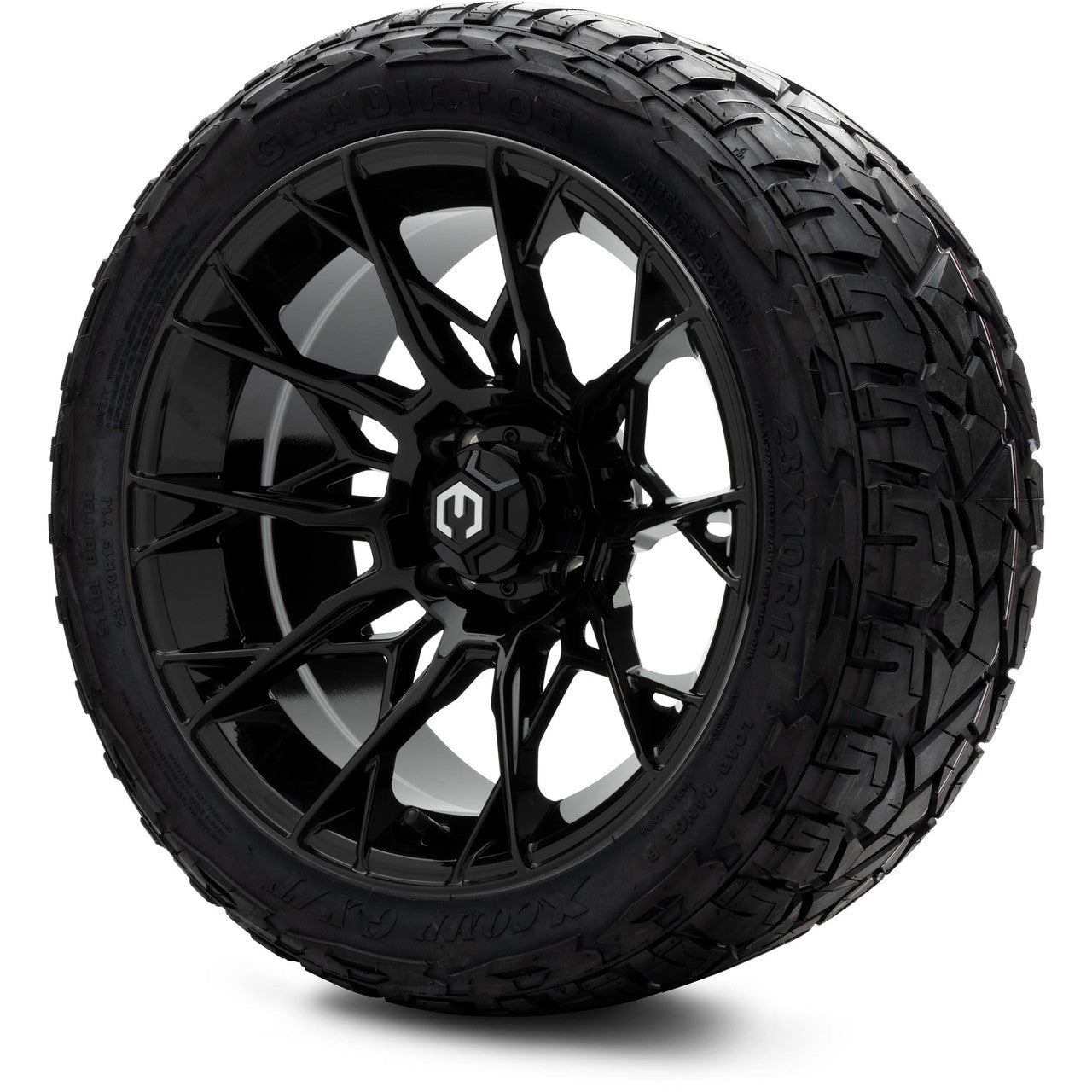 MODZ® 15" Chaos Glossy Black - Lifted Tires and Wheels Combo