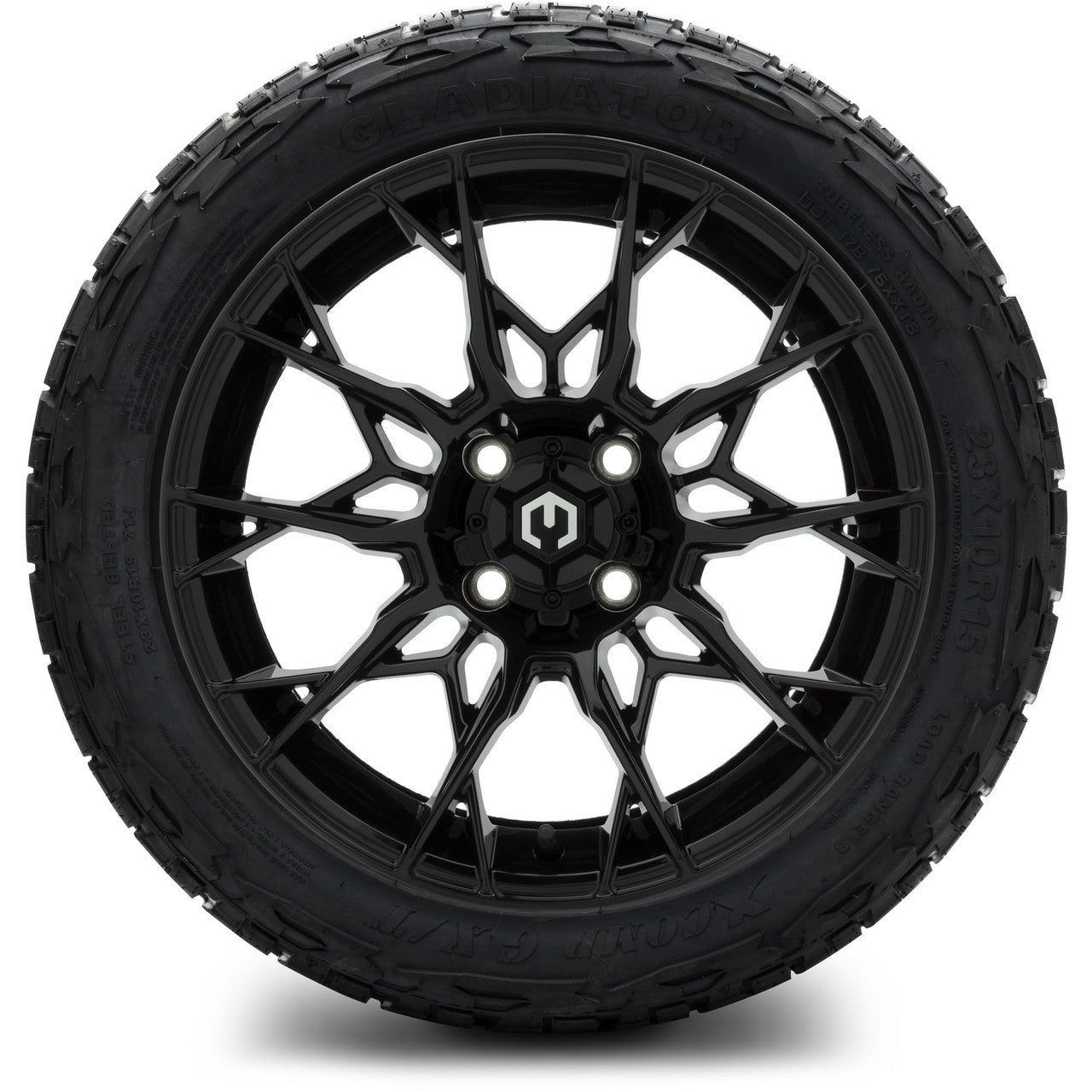 MODZ® 15" Chaos Glossy Black - Lifted Tires and Wheels Combo