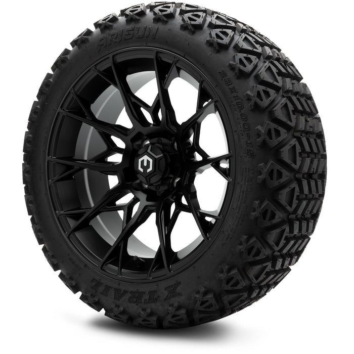 MODZ® 15" Chaos Matte Black - Lifted Tires and Wheels Combo