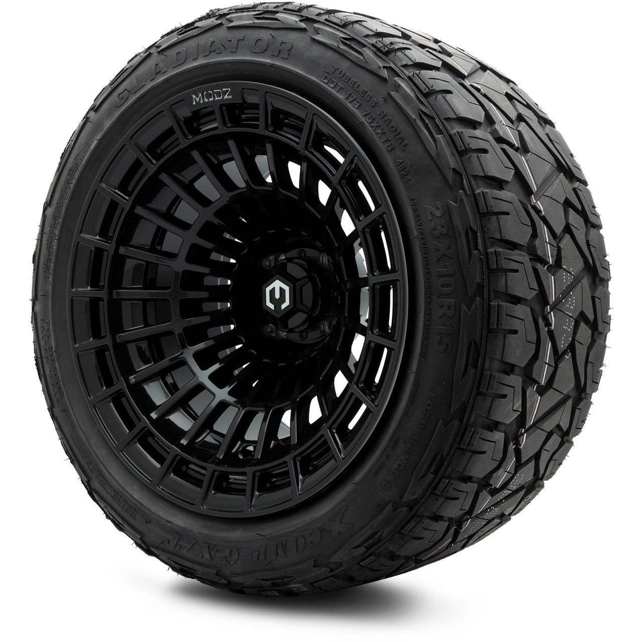 MODZ® 15x10" Felon Glossy Black - Lifted Tires and Wheels Combo