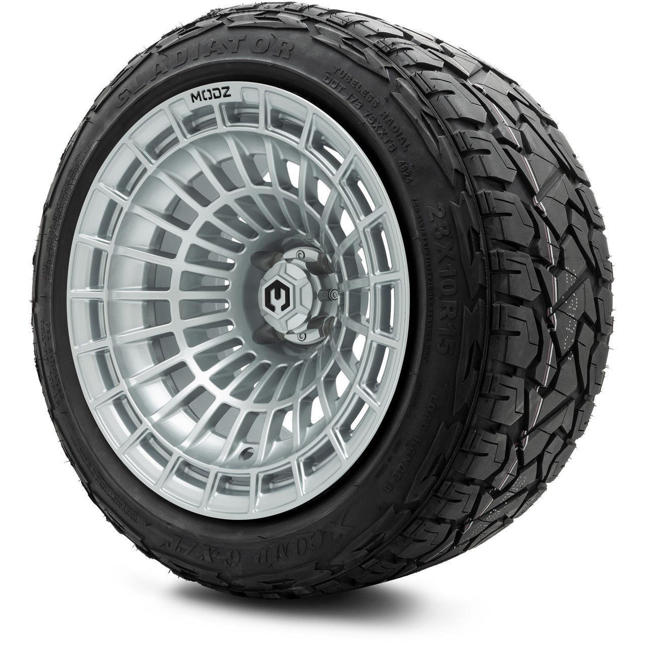 MODZ® 15x10" Felon Silver - Lifted Tires and Wheels Combo